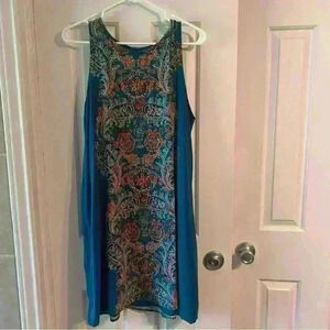 Xhilaration Teal and Multicolor Paisley Mini Dress